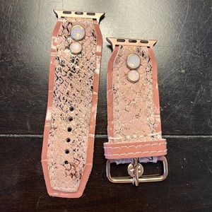 SparklBands Mauve Crock on pink snakeskin “Rose all day” band.